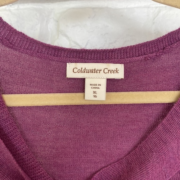 Cold water Creek purplish pink 50% wool V type neckline sweater - Picture 2 of 14